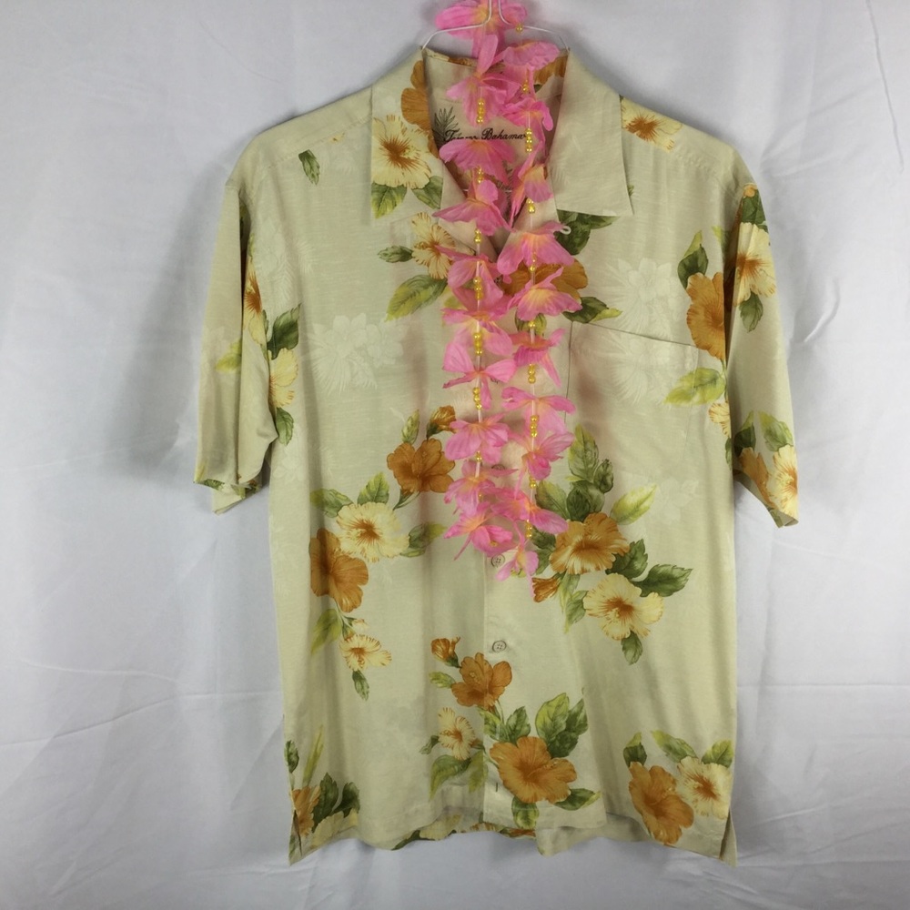 Tommy Bahama 100pc Silk Floral SS Men’s L Shirt